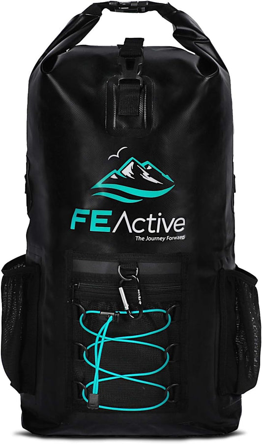FE Active Dry Bag Waterproof Backpack - 20L Eco Friendly Hiking Backpack. Wet Bag for Camping Accessories & Fishing Gear. Great Travel Bag, Beach Bag for Kayak & Boating | Designed in California, USA