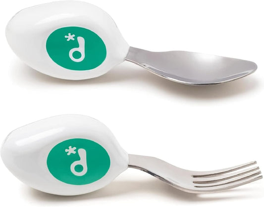 Doddl Toddler Self-Feeding Cutlery Set | Spoon & Fork | Kids Set for Baby Led Weaning | Easy Grip | 12m+ | BPA Free | Builds Fine Motor Skills | Dishwasher Safe | Aqua