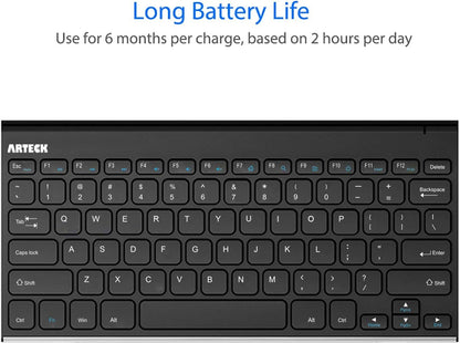 Arteck 2.4G Wireless Keyboard Ultra Compact Slim Full Size Keyboard for Desktop/PC/Laptop and Windows 10/8 / 7 / Vista/XP