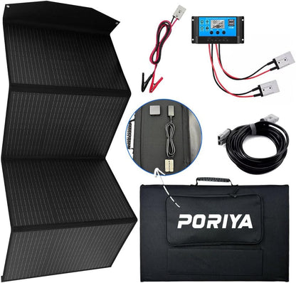 300W Portable Solar Panel 18V, Foldable USB Solar Panel Charger, IP65 Waterproof, USB Output, Portable Solar Charger Monocrystalline Compatible with Smartphone Tablets for Outdoor Activities