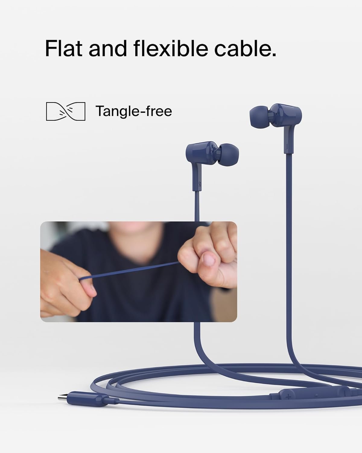 Belkin SoundForm Wired Earbuds with USB-C Connector, in-Ear Earphones w/Microphone - Headphones for iPhone 15, iPad mini, Galaxy S24, Android, and More with USB-C Connector (USB-C Headphones)- Black