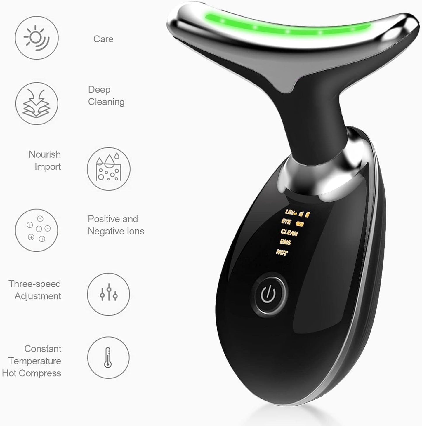 Commodery Microglow Handset Face Lift Device, Red Light Therapy for Face, Skin Beauty Device for Face and Neck, 3 in 1 Portable Electric Face Massager(Black)