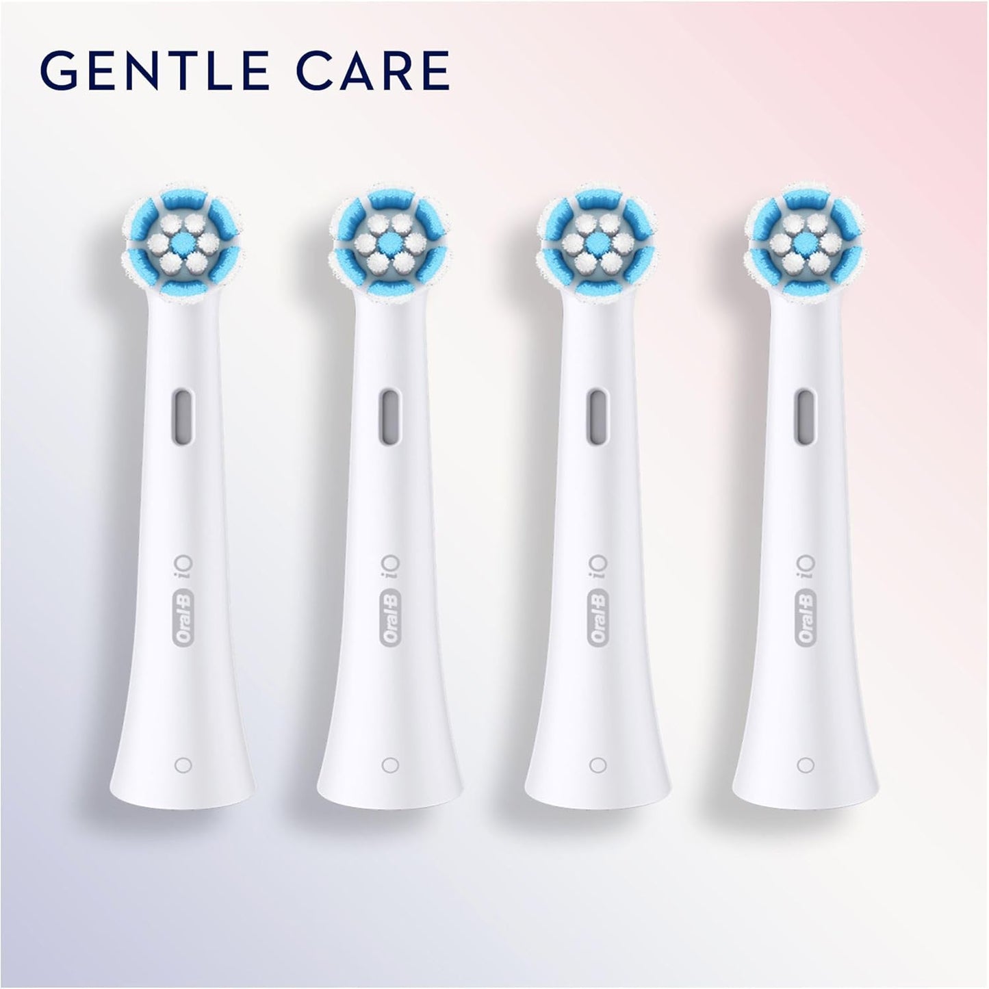 Oral-B iO Gentle Care Electric Toothbrush Heads, Pack of 4 White Replacement Heads, Gentle and Effective Cleaning of Sensitive Gums and Teeth