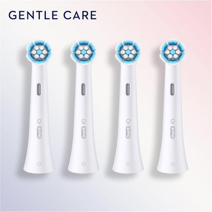 Oral-B iO Gentle Care Electric Toothbrush Heads, Pack of 4 White Replacement Heads, Gentle and Effective Cleaning of Sensitive Gums and Teeth