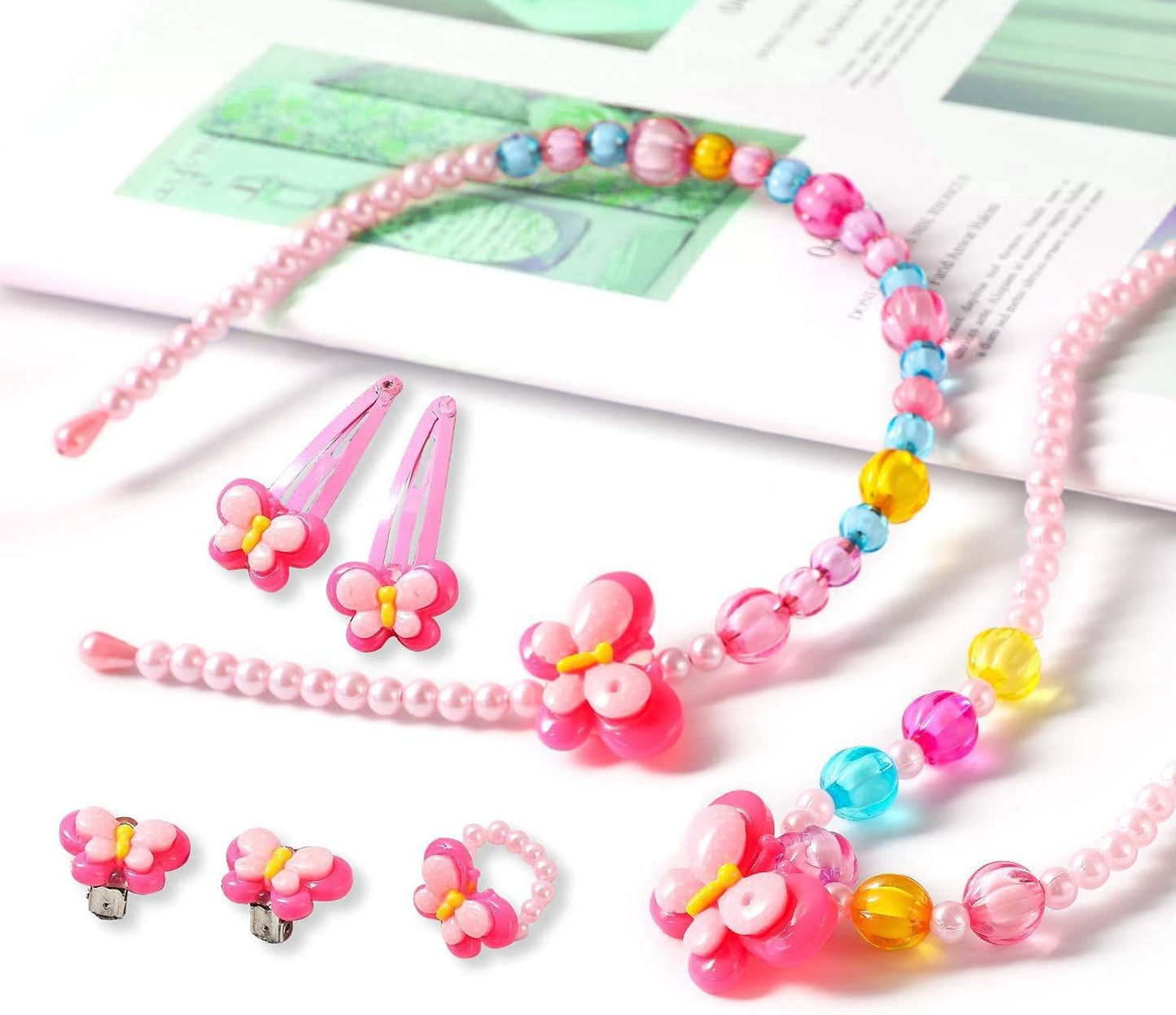 BIQIQI Kids Jewelry Set Little Girls Plush Purses with Necklace Bracelet Ring and Earring Jewelry Set Cute Handbag My First Purse for Little Girls Dress up and Pretend Role Play