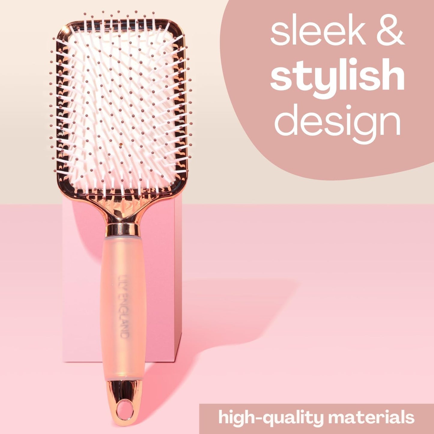 Lily England Paddle Brush Best for Detangling Straightening Hair and Blowdrying Rose Gold Hairbrush