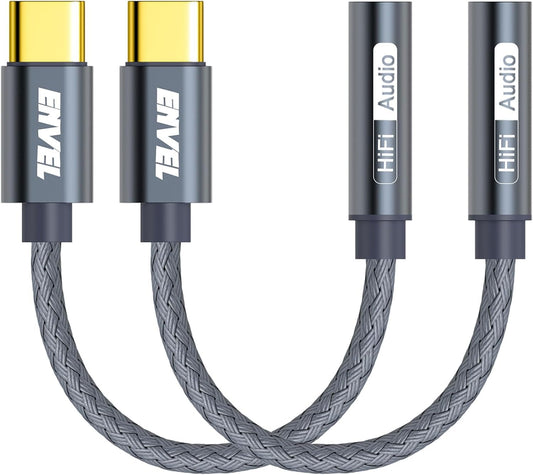 ENVEL USB C to 3.5mm Headphone Jack Adapter, 2 Pack Type C to Aux Audio Dongle Cable Cord Compatible with iPhone 16 15 Pro Max Samsung Galaxy S25 S24, iPad Pro M2 M3 M4, Google Pixel 7 8