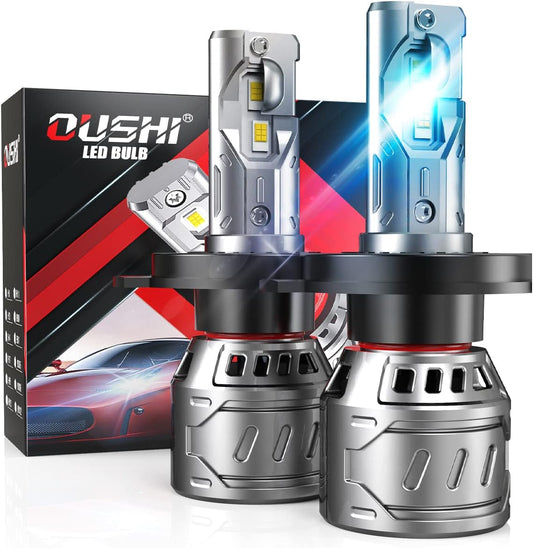 OUSHI H4 LED Bulbs, HB2 Hi/Lo LED Headlight Bulb H4 14000LM 70W 6000K Xenon White, Waterproof for Car Headlight Bulb Replacement (2 Pieces)