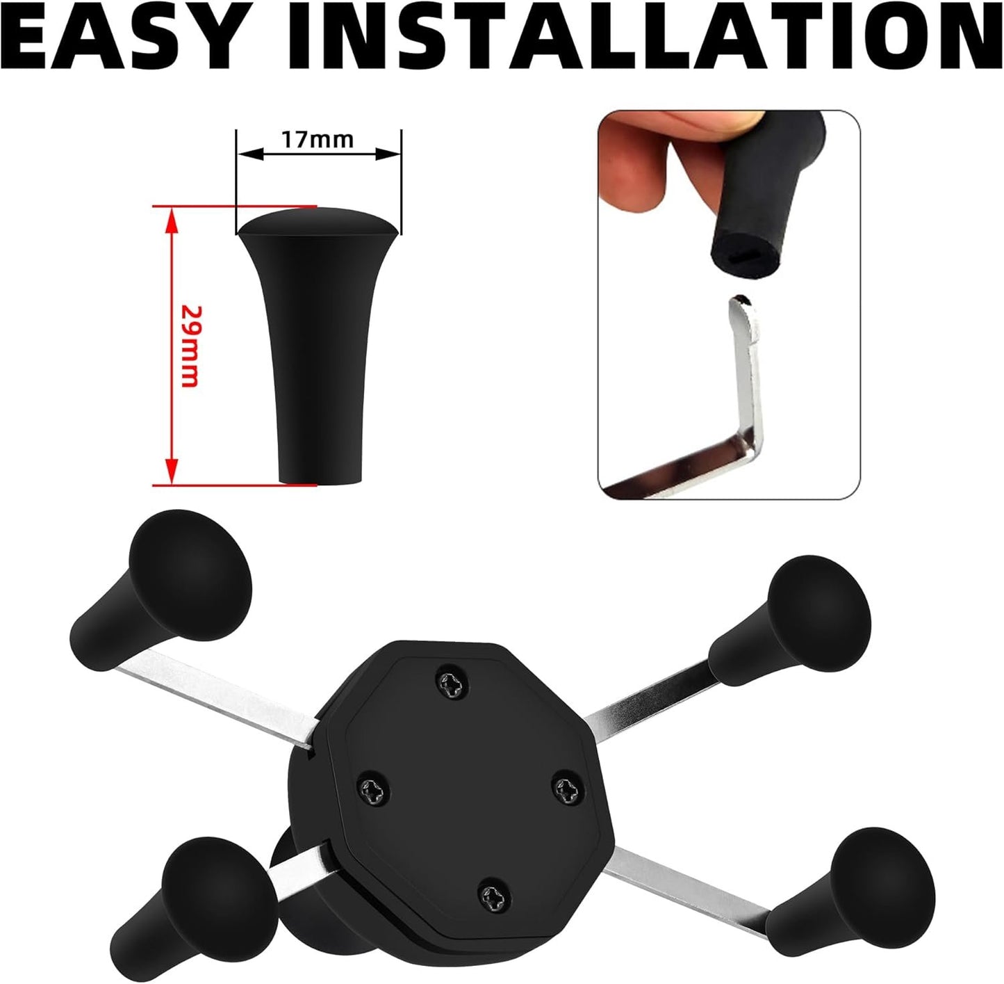 iSaddle Rubber Cap for X-Grip Mount Holder Compatible With RAM Bicycle Motorcycle Phone Holder Stand - Non-Slip Bracket Replacement (4PCS Black)