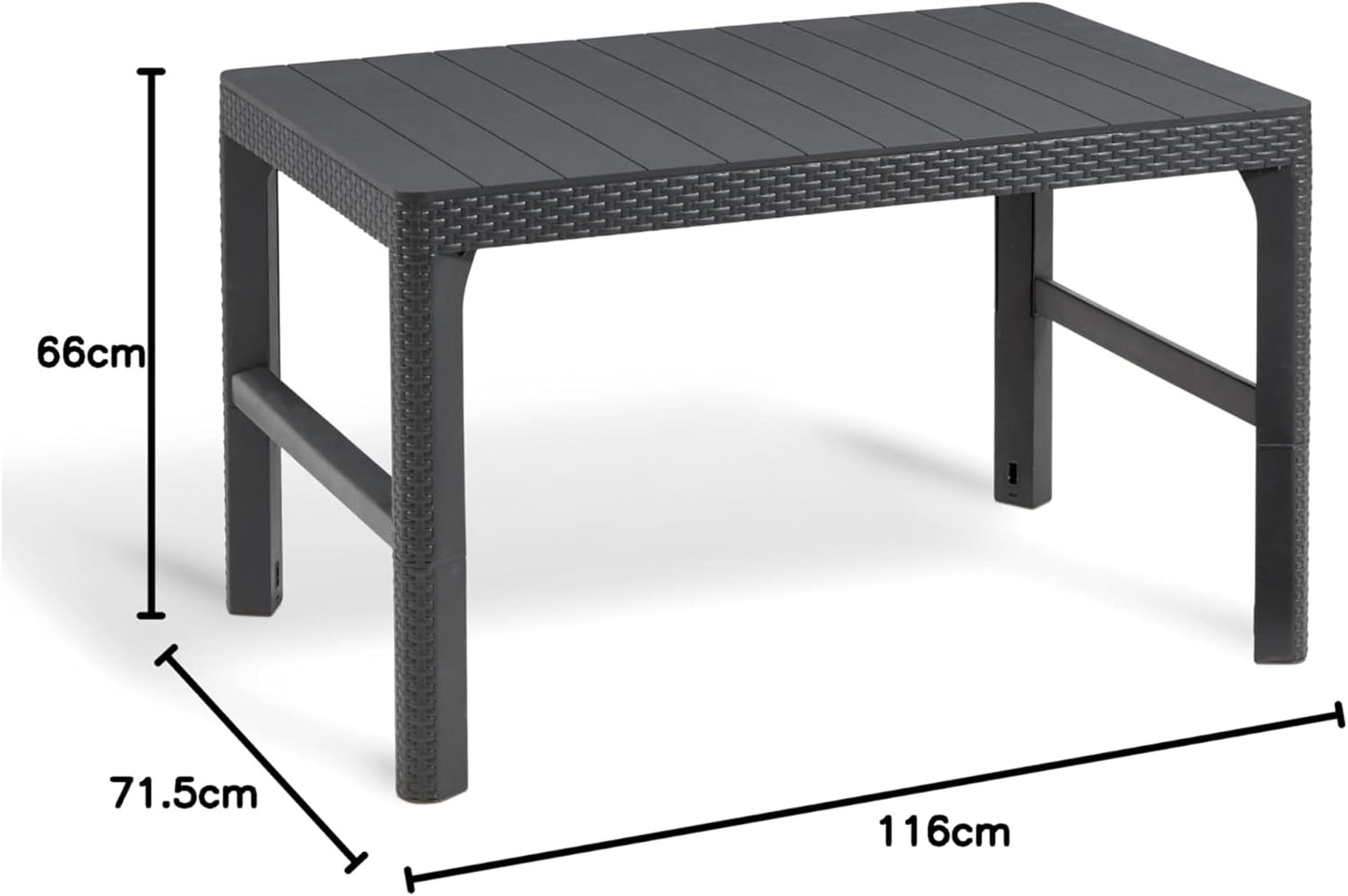 Keter Lyon Adjustable Table, 116 cm x 71.5 cm x 66 cm Size, Graphite