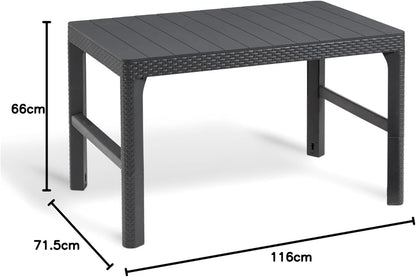 Keter Lyon Adjustable Table, 116 cm x 71.5 cm x 66 cm Size, Graphite