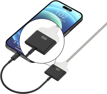 Lightning to 30 Pin Adapter for iPhone, [Apple MFi Certified] 8-Pin to 30-Pin Female Charging and Data Transfer Converter Compatible with iPhone 14 13 12 11 Xs X 8 7 6 iPad iPod-No Audio (Black)