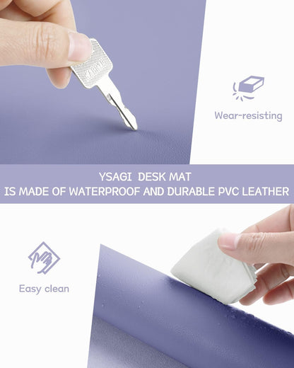 YSAGi Non-Slip Desk Pad,Mouse Pad,Waterproof Leather Desk Table Protector,Ultra Thin Large Desk Blotter, Easy Clean Laptop Desk Writing Mat for Office Work/Home/Decor(Lavender, 31.5" x 15.7")