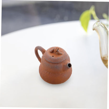 OFFSCH Handmade Gourd Shaped Tea Pot Traditional Chinese Style Coarse Pottery Tea for Decor