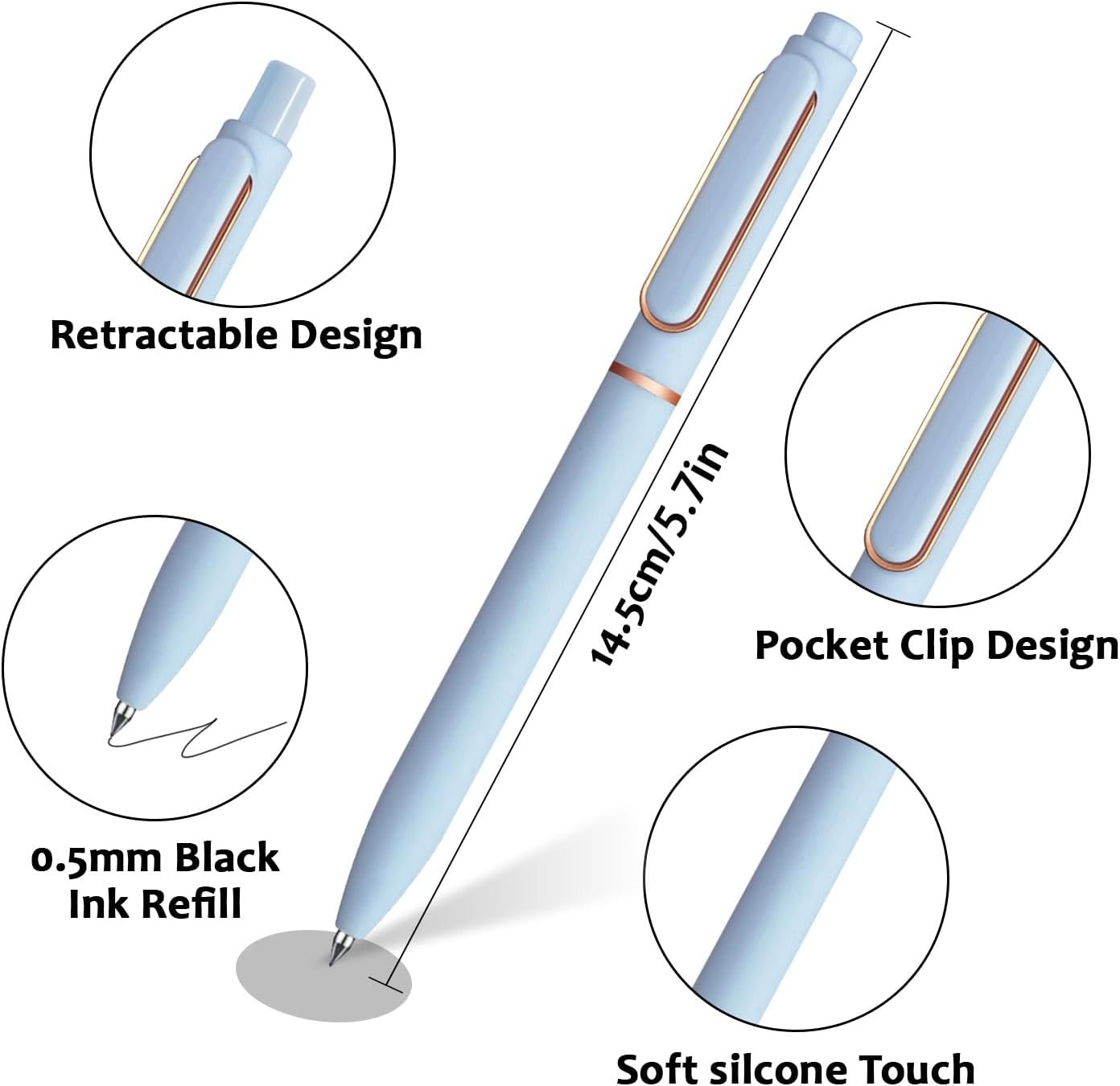 Retractable Gel Pens,7 Pcs 0.5mm Japanese Black Ink Fine Point Morandi Pens for Writing Smooth,Cute Office School Supplies Stationery Gifts for Women Men Stocking Stuffers (Style B)