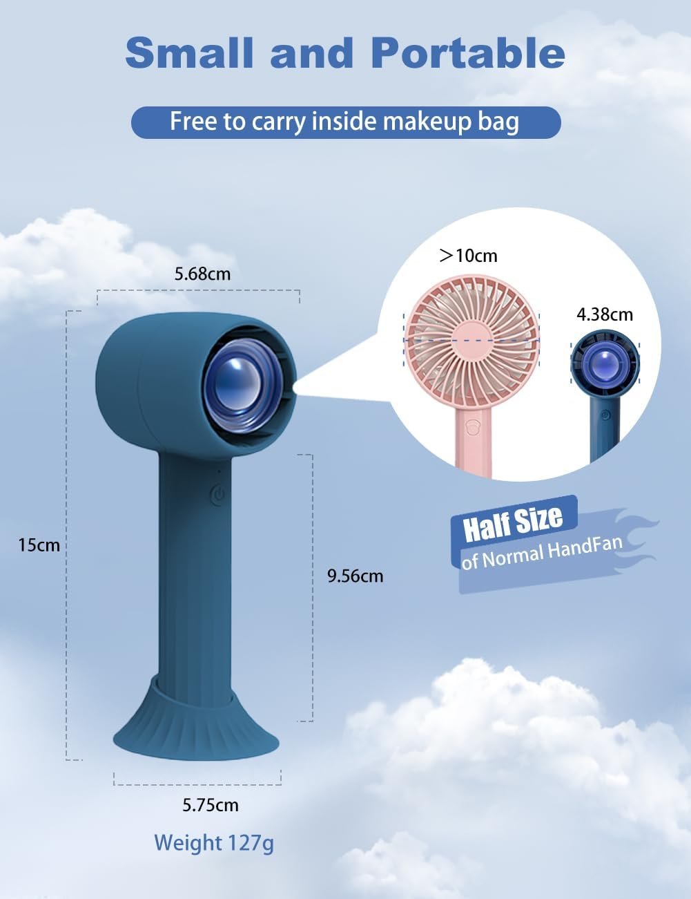 KENSUKA Handheld Fan with Aromatherapy HA1, Portable Hand Held Fan with 2000aMh USB Rechargeable Battery, 3 Speed Adjustable, Ideal for Travel, Makeup, and Outdoor Personal Cooling