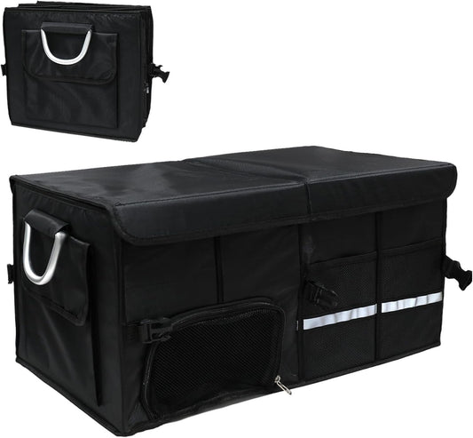 72L Car Boot Organiser,Trunk Organizer for Car,Large-Capacity Car Organizer, Foldable Trunk organizer for SUVs & Sedans, Sturdy Car Organization for Car Accessories,Tools,Sundries,2 Compartments