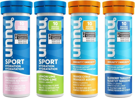 Nuun Sport + Immunity: Electrolyte Drink Tablets, Box of 4 Tubes (40 servings), Electrolyte Hydration Supplement