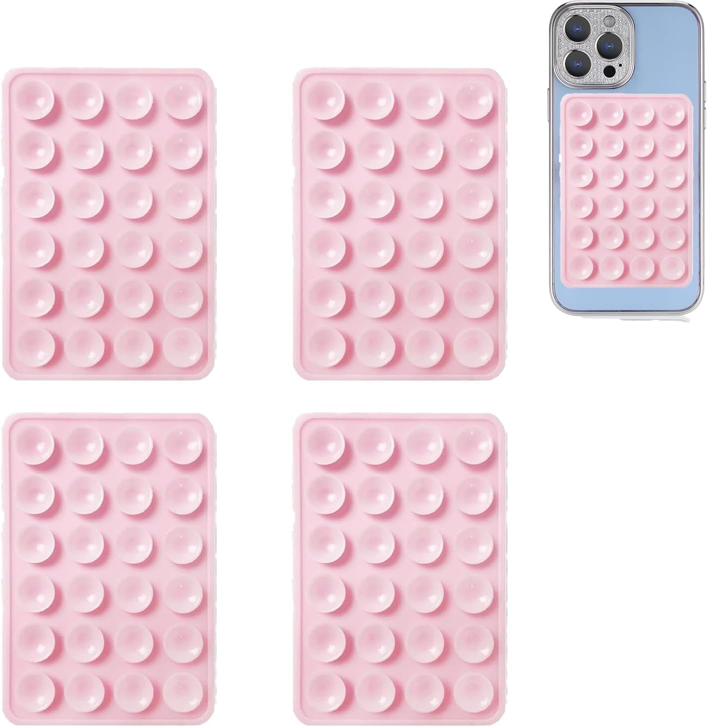 4Pcs Silicone Phone Sticky Grip,Leeneen Suction Phone Case Mount for All Phone,Hands-Free Strong Grip Holder for Selfies and Videos