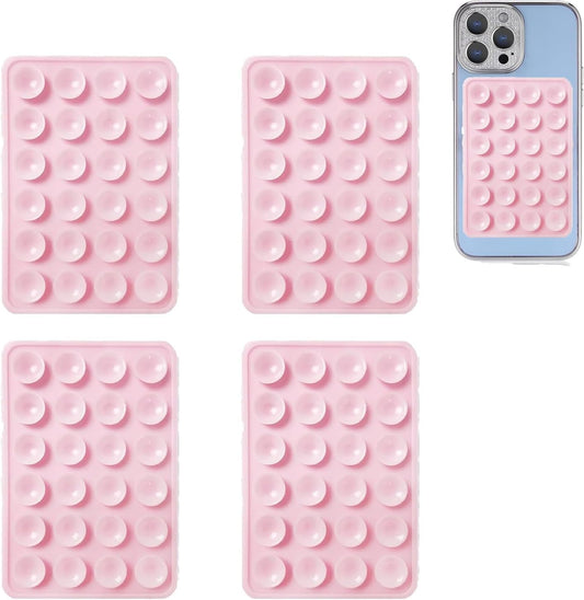 4Pcs Silicone Phone Sticky Grip,Leeneen Suction Phone Case Mount for All Phone,Hands-Free Strong Grip Holder for Selfies and Videos