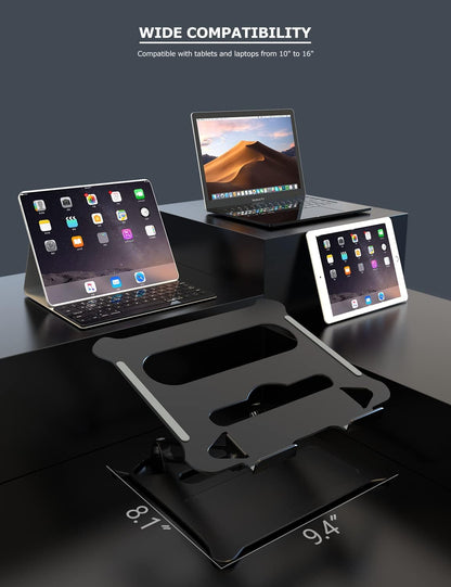 PHOCAR Laptop Riser Adjustable Laptop Stand Foldable Aluminum Portable Computer Stand Laptop Holder Compatible for MacBook,HP, Lenovo,Surface,Dell, ASUS, Laptops up to 17 Inch