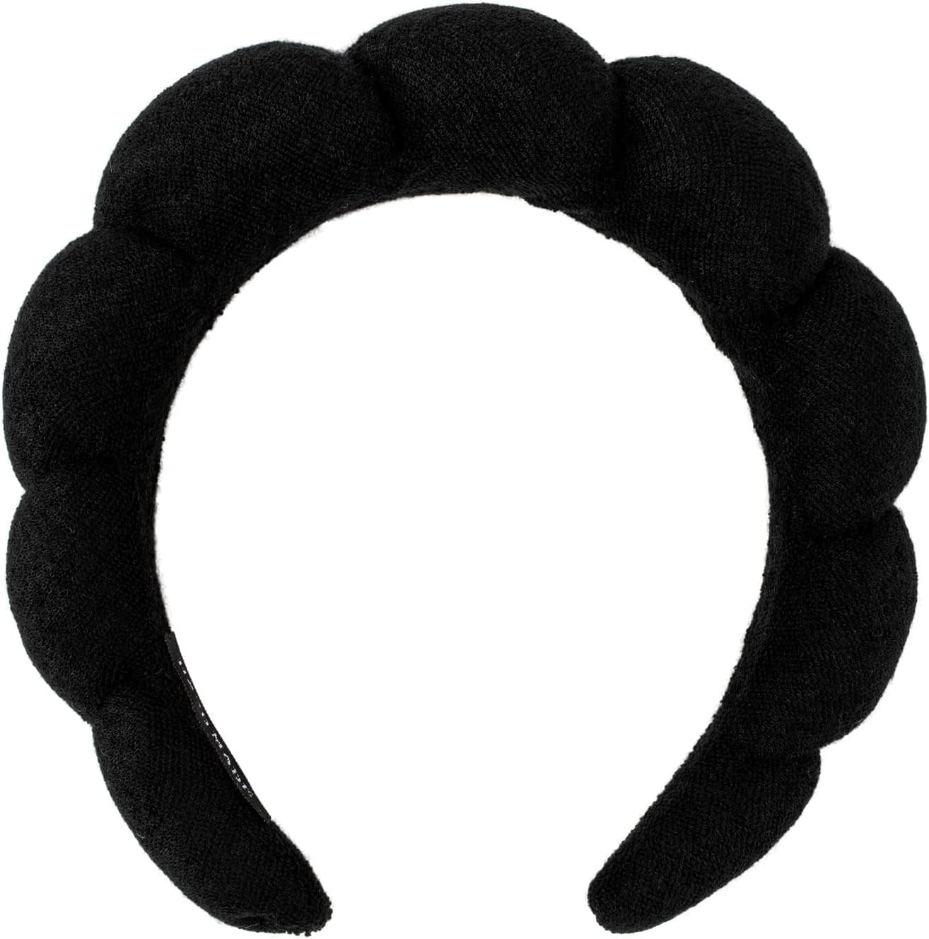 Wide Headbands, Spa Headband Skincare Headbands Made of Soft & Absorbent Material, Women Girls Hair Accessories Non Slip Head Band for Washing Face,Facial Mask, Makeup Removal, Shower (Black)