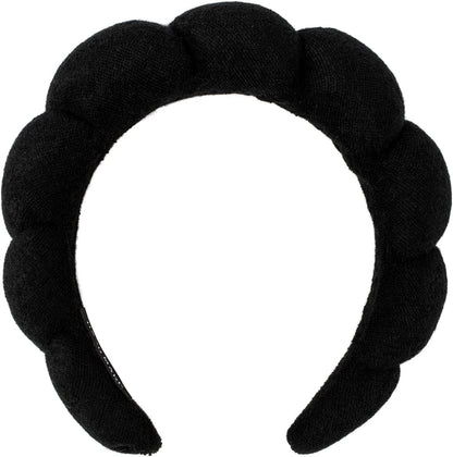 Wide Headbands, Spa Headband Skincare Headbands Made of Soft & Absorbent Material, Women Girls Hair Accessories Non Slip Head Band for Washing Face,Facial Mask, Makeup Removal, Shower (Black)