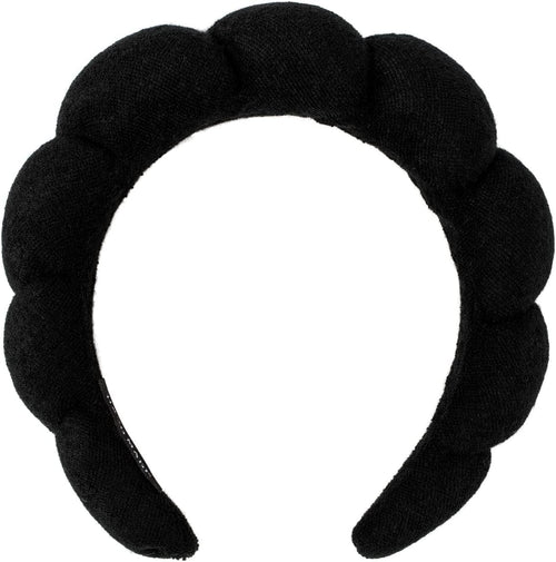 Wide Headbands, Spa Headband Skincare Headbands Made of Soft & Absorbent Material, Women Girls Hair Accessories Non Slip Head Band for Washing Face,Facial Mask, Makeup Removal, Shower (Black)