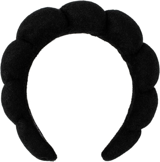 Wide Headbands, Spa Headband Skincare Headbands Made of Soft & Absorbent Material, Women Girls Hair Accessories Non Slip Head Band for Washing Face,Facial Mask, Makeup Removal, Shower (Black)