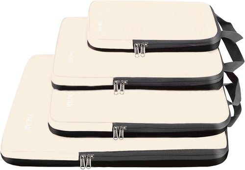 Bagail 4 Set Compression Packing Cubes Travel Expandable Packing Organizers(Beige)