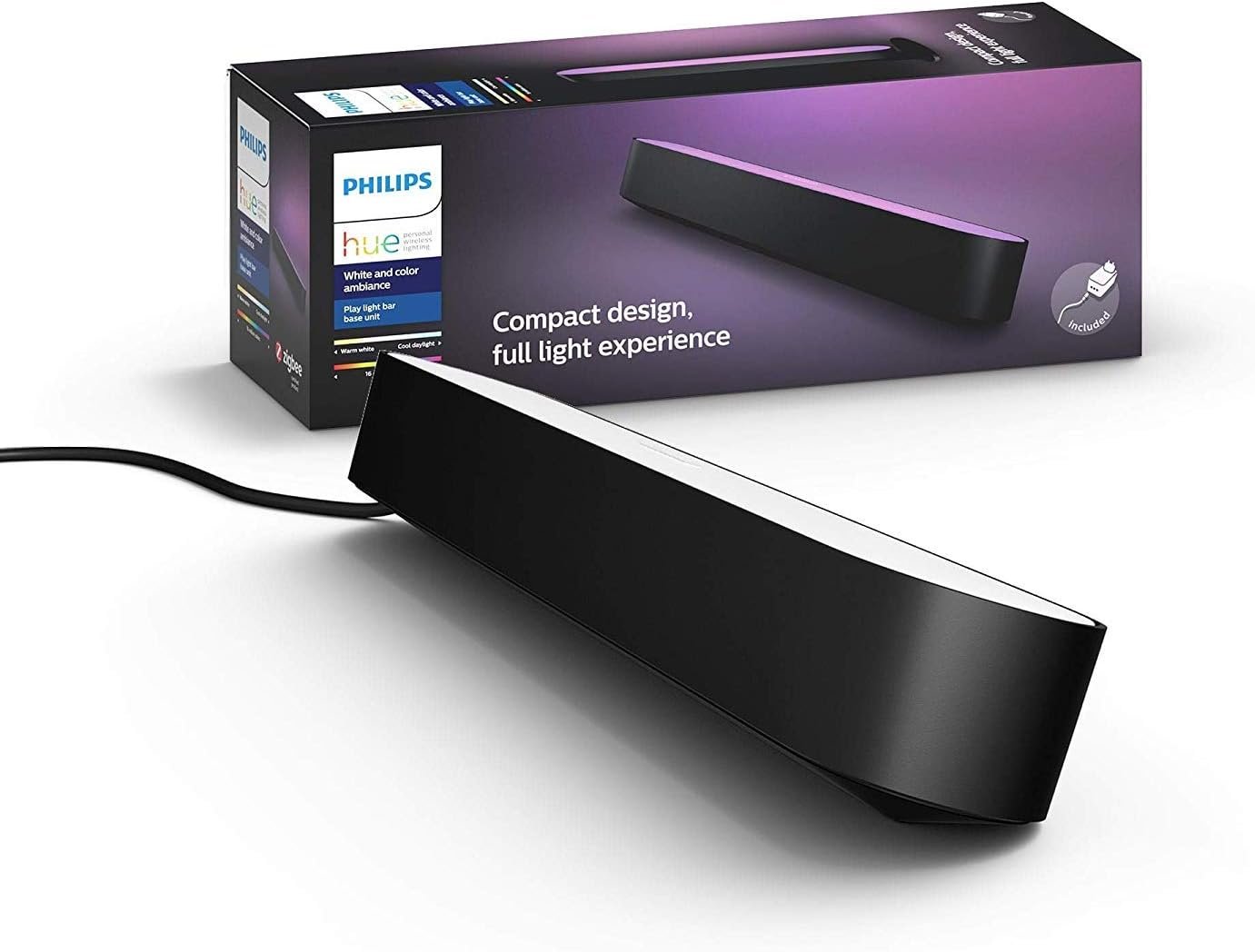 Philips Hue Play - White and Colour Ambiance Smart LED Bar Light- Black 1 Pack (Base Kit) HUEPLAY1KIT