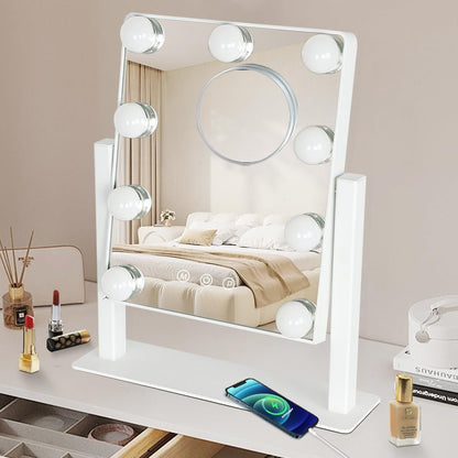 Depuley Makeup Mirror Vanity LED with 9Pcs Dimmable Light Bulbs, Lighted Makeup Mirror with Smart Touch Control, Hollywood Cosmetic Beauty Mirror, White