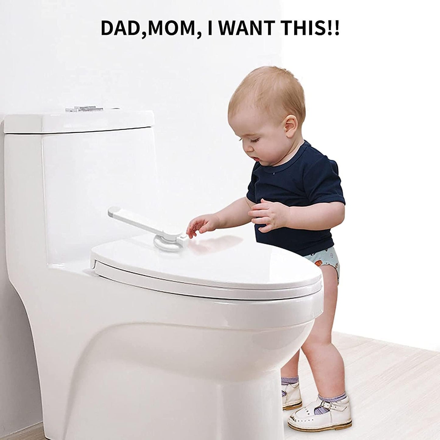 Baby Toilet Lock Safety Bathroom Child Proof Toilet Seat Lock with 3M Adhesive No Tools Needed Toilet Lid Lock with Arm Locks for Little Kids (2 Pack)