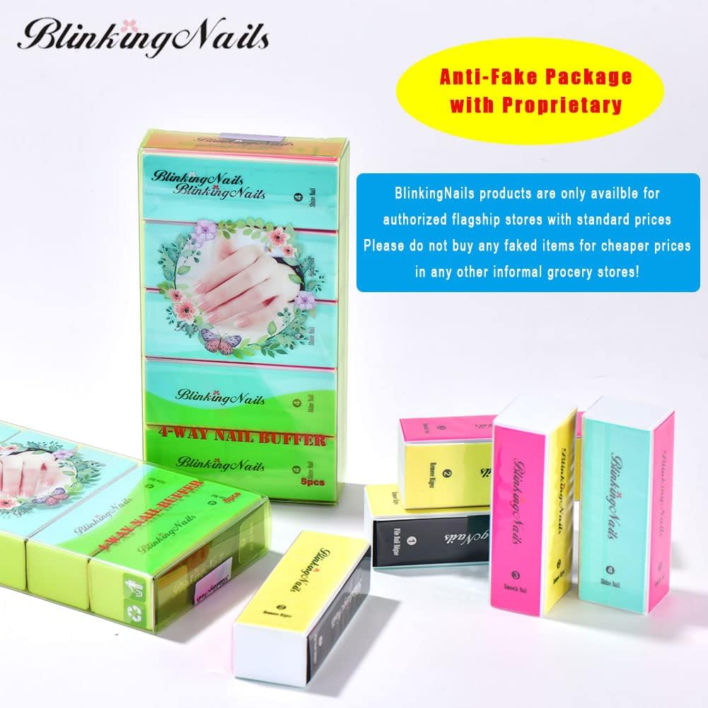 Nail Buffer, Nail Buffer Block, Nail Files and Buffers 4 Way Nail Buffer and Shine Kit – 4 Step Mini Natural Nail Polisher Sanding File Block for Professional Manicure Nail Care or Nail Salon 5pcs.
