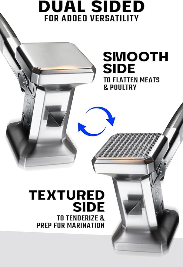 Dalstrong Meat Tenderizer Tool - NEW IMPROVED - Dual Sided, Extra-Large Meat Hammer - Premium High-Carbon Stainless Steel - Meat Mallet - Chef Pounder - Black G10 Handle
