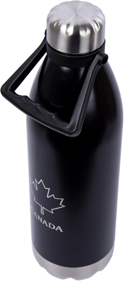 PURE Insulated Water Bottle, 1.5 L, Black - Large Canada Stainless Steel Metal Vacuum Thermal Leak Proof Water Bottles with Handle for Sports, Travel, Home and Office
