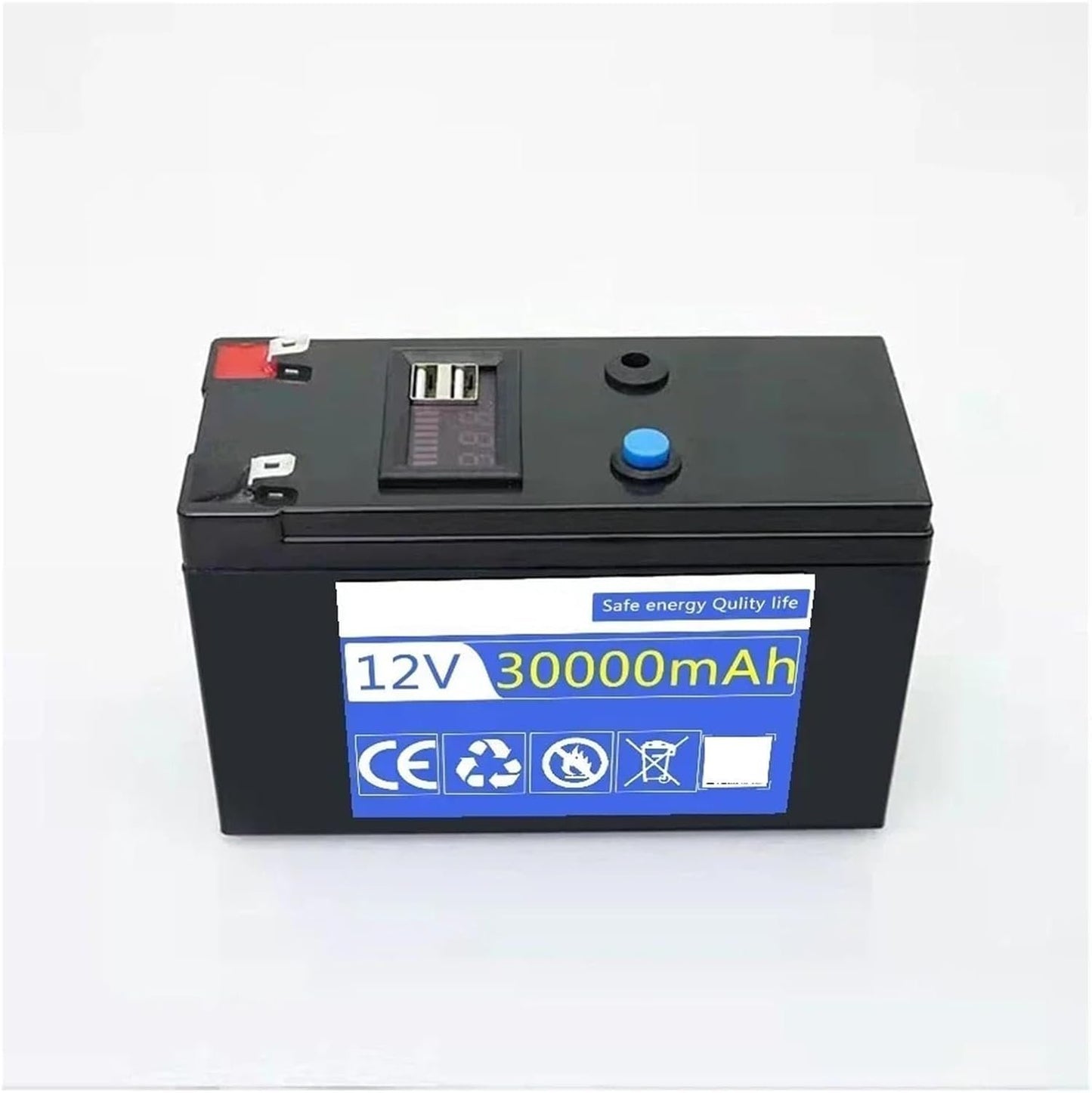 12V 30Ah Lithium Battery Pack - Rechargeable 18650 Battery for Solar Energy, Electric Vehicles, and LED Lights with 12.6V 3A Charger(10000mAh charger)
