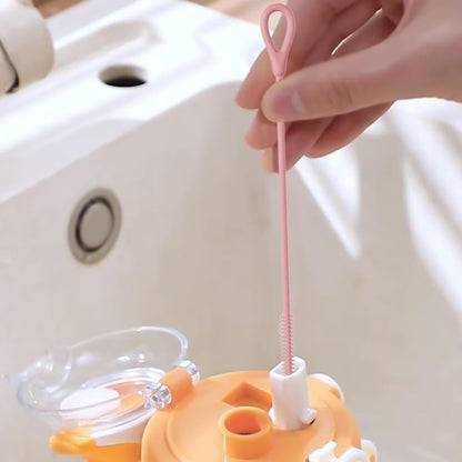 Straw Brush, 2 Pieces Silicone Straw Cleaner Brushes, Reusable Long Handle Cleaning Tool, Non-Slip Pipe Washer to Your 6mm, 9mm Straws, Ideal for Mugs, Cups, and Baby Bottles