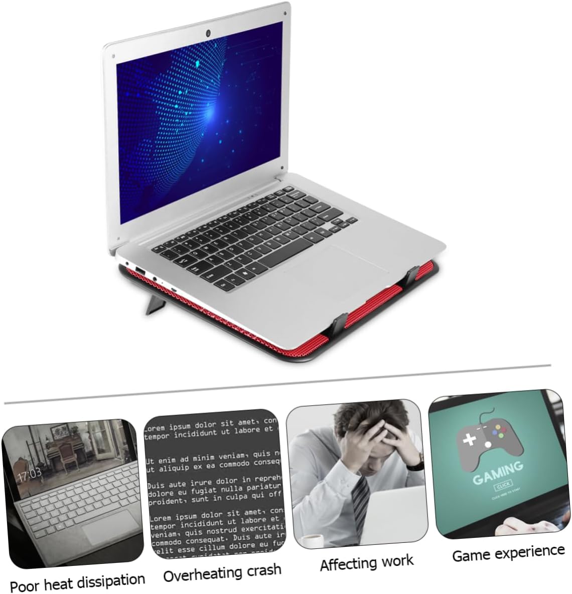 Tofficu 5V Laptop Cooling Pad Stand with Dual USB Fans Angles for Enhanced Airflow Lightweight Portable Design for Optimal Laptop Use