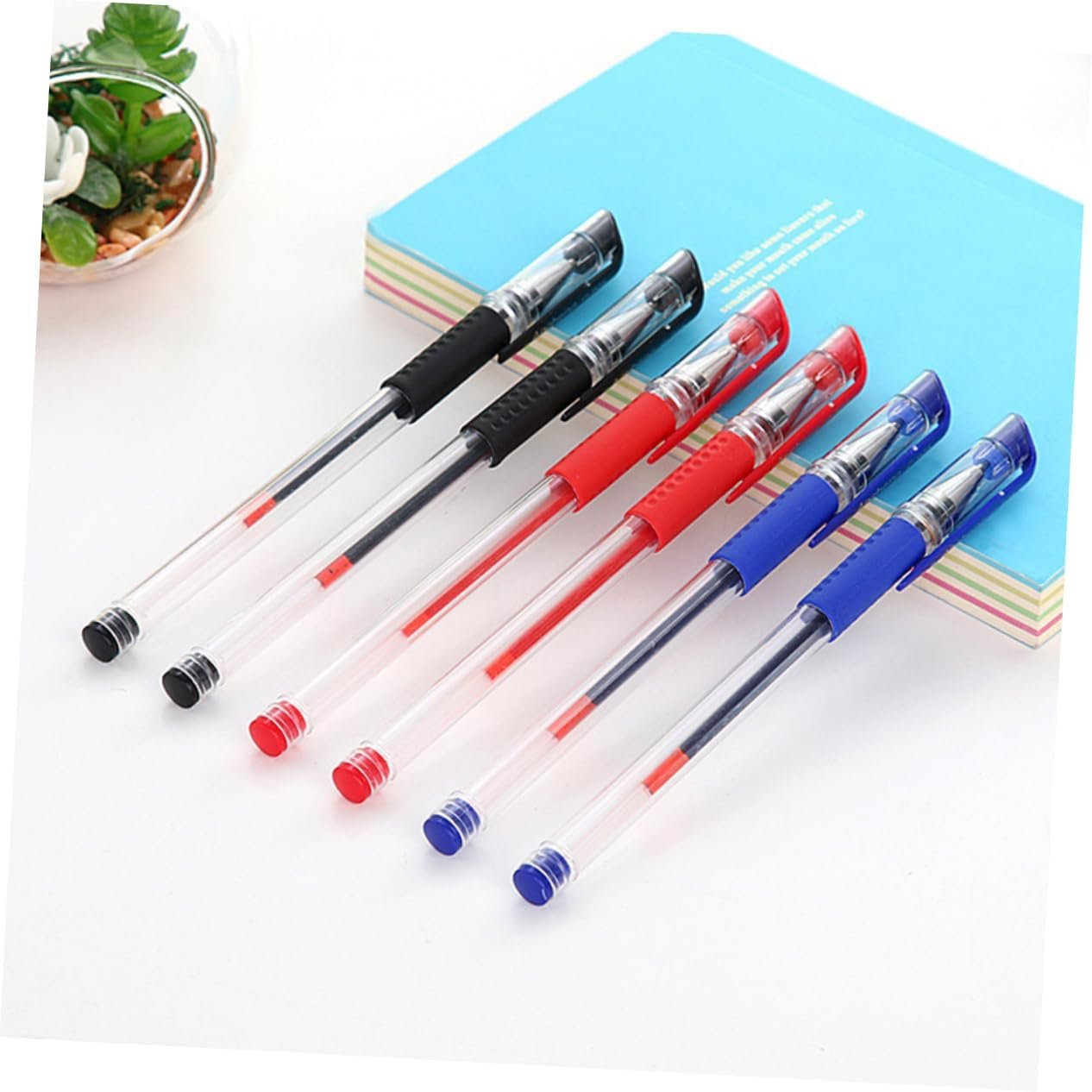 STOBOK 12pc Gel Ink Pens Set 0.5mm Fine Black Red Office School Writing Stationery Ergonomic Grip Smooth Writing Experience