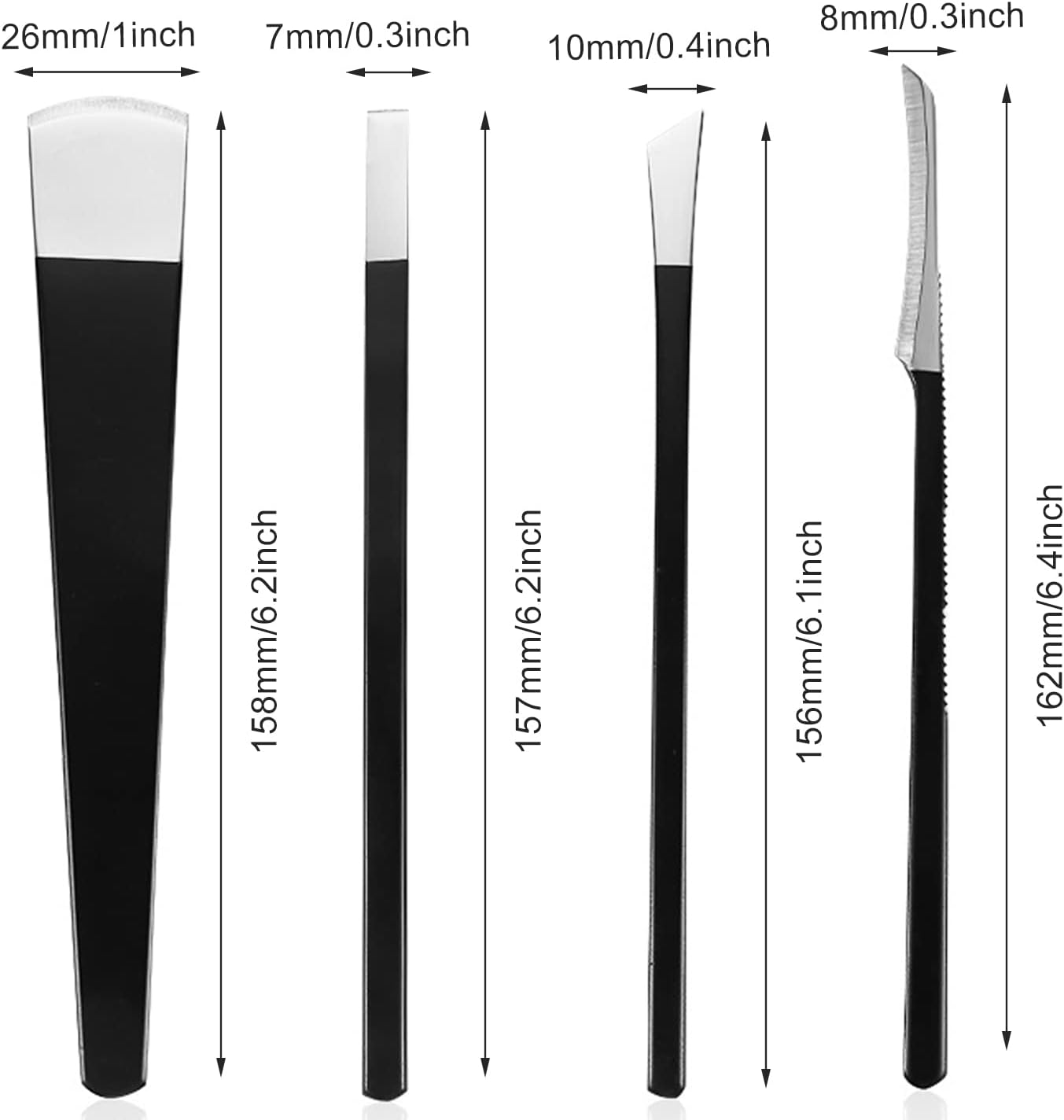 4 PCS Pedicure Knife Set Stainless Steel Ingrown Toenail Knife Correction Foot Scraper Clipper Pedicure Nail Remover Kit with Storage Bag for Calluses Beauty Salon Home Use Foot Care - Black
