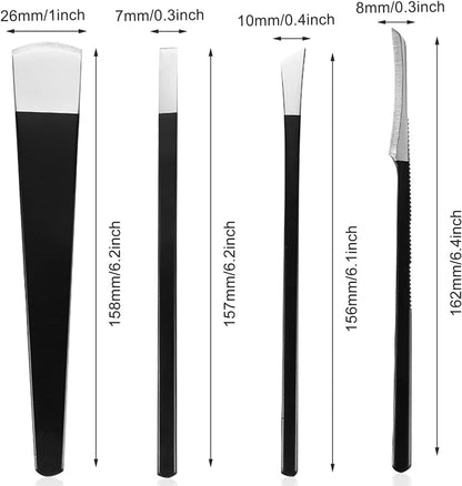 4 PCS Pedicure Knife Set Stainless Steel Ingrown Toenail Knife Correction Foot Scraper Clipper Pedicure Nail Remover Kit with Storage Bag for Calluses Beauty Salon Home Use Foot Care - Black