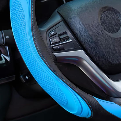 XINLIYA 15 Inch Car Leather Steering Wheel Cover, Automotive Accessories Elastic Breathable Anti-Slip Soft Wheel Protector Fits Men and Women, Suitable for SUVs, Trucks, Vehicles and RVs（Blue）