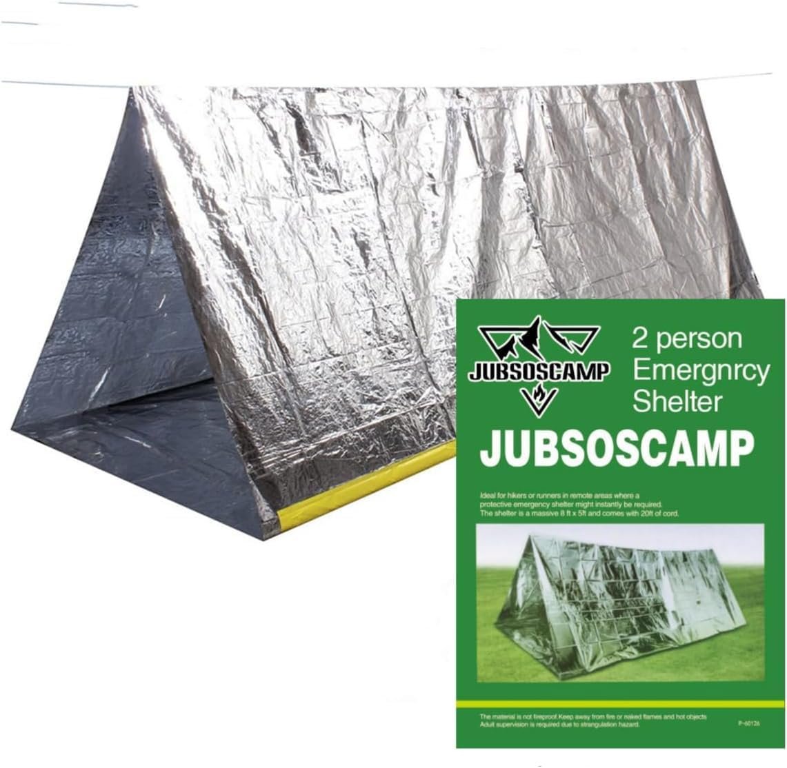 JUBSOSCAMP 1 PCS Emergency Tent, Polyester Film Storm Shelter Survival Shelter with Whistle Drawstring Bag for 2 Person Car Camping, Hiking&First Aid