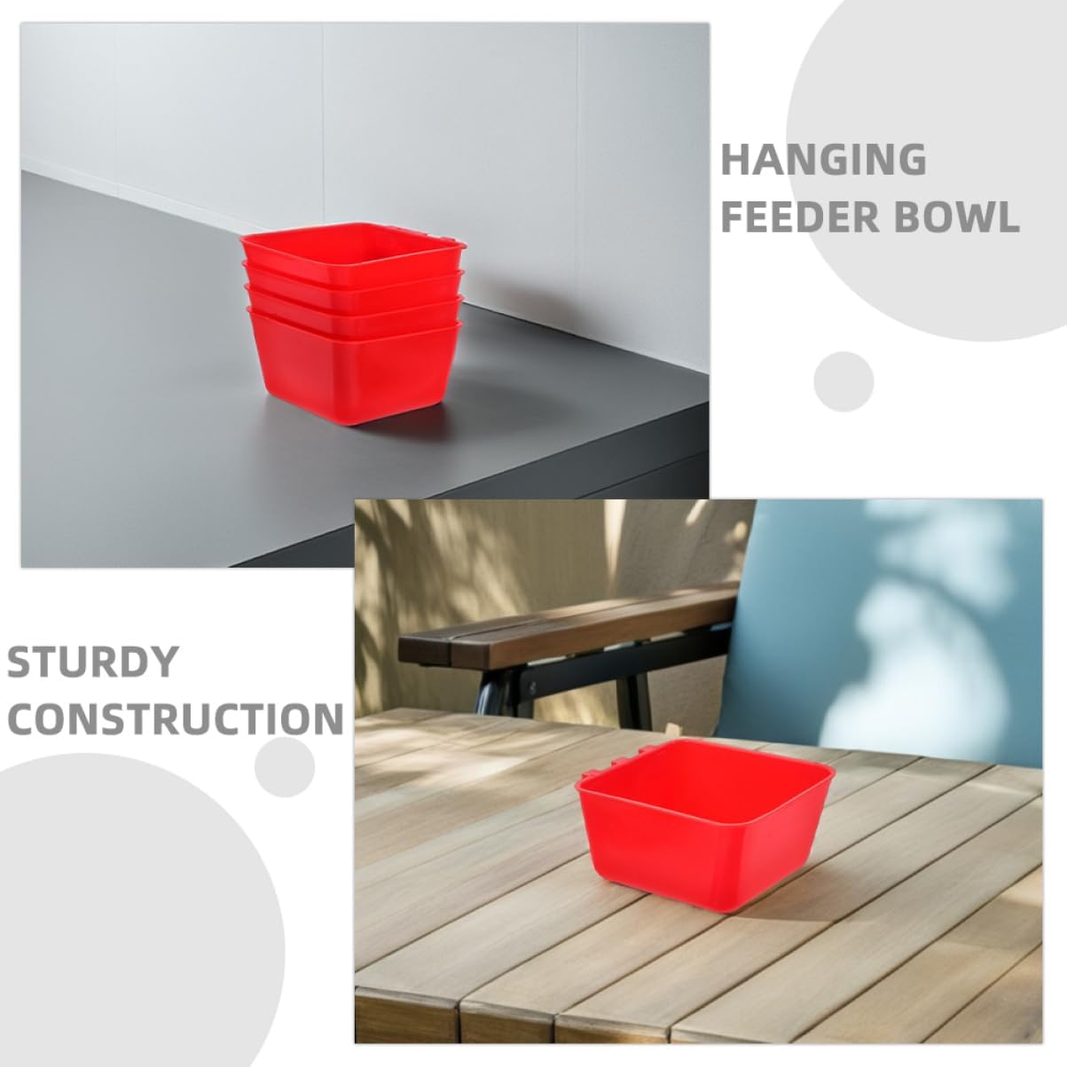 TOGEVAL 6pcs Hanging Bird Cage Food Bowl Pet Water Cup Feeding Watering Bowl for Rabbits Birds Chicken Coop Feeder Bowl for Small Animals Easy to Install and Remove