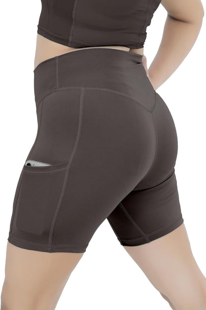 Starforce Apparel Women’s High Waisted Yoga Shorts - Tummy Control, Gym Workout Shorts, Non See-Through Running Shorts with Phone Pocket