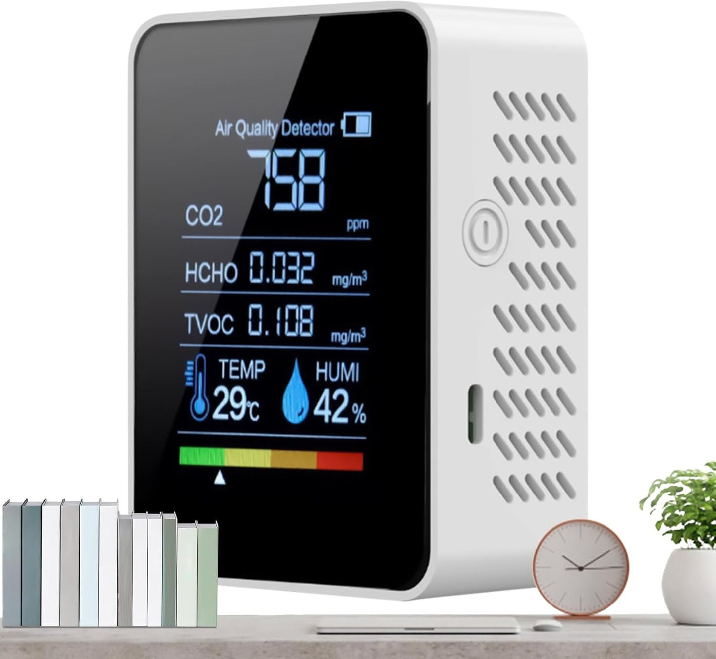 Portable Co2 Air Quality Monitor, Indoor Carbon Dioxide Detector, Clear Digital Display, 3.54x1.57x2.76 Inches Compact Safety Tester for Grow, Bedroom, Office, Health Protection