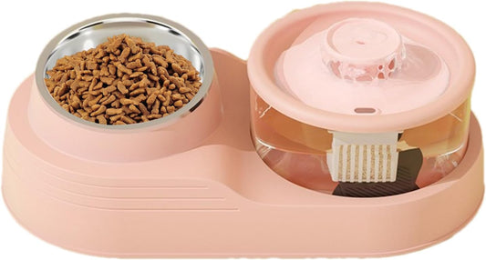 Alimentatore di gatti automatici, distributore d'acqua per gatti - Dispenser d'acqua gatto da 2 in 1 in gatto | Forniture di alimentazione e irrigazione per animali domestici per la gestione dei catte