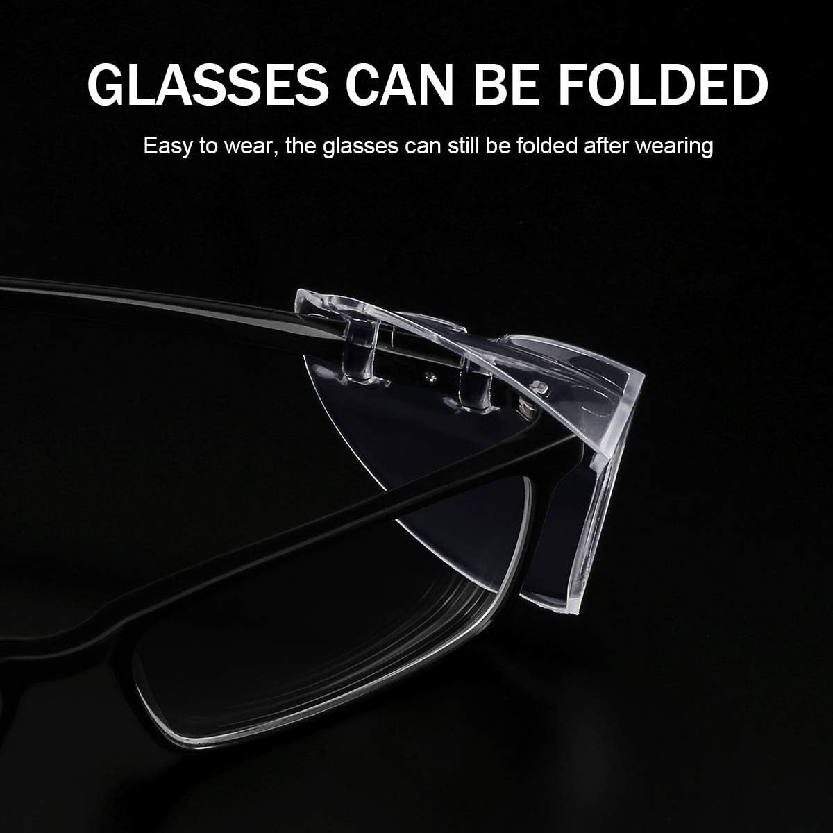 2 Pairs Safety Glasses Side Shields, Slip on Clear Side Shields for Glasses Eye Protection Lunette, Fits Small to Medium Eyeglasses clip on (2)