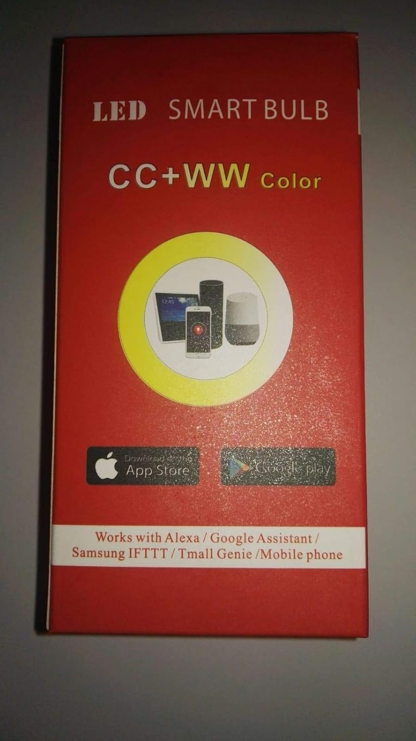 Smart Bulb, Smart Bulb, WiFi E27 RGB, RGB+W 7W, Echo Alexa, Google Home, Adjustable Light, Compatible iOS Android App Smart Life, 16 Million Colours, RS Smart Home, LED